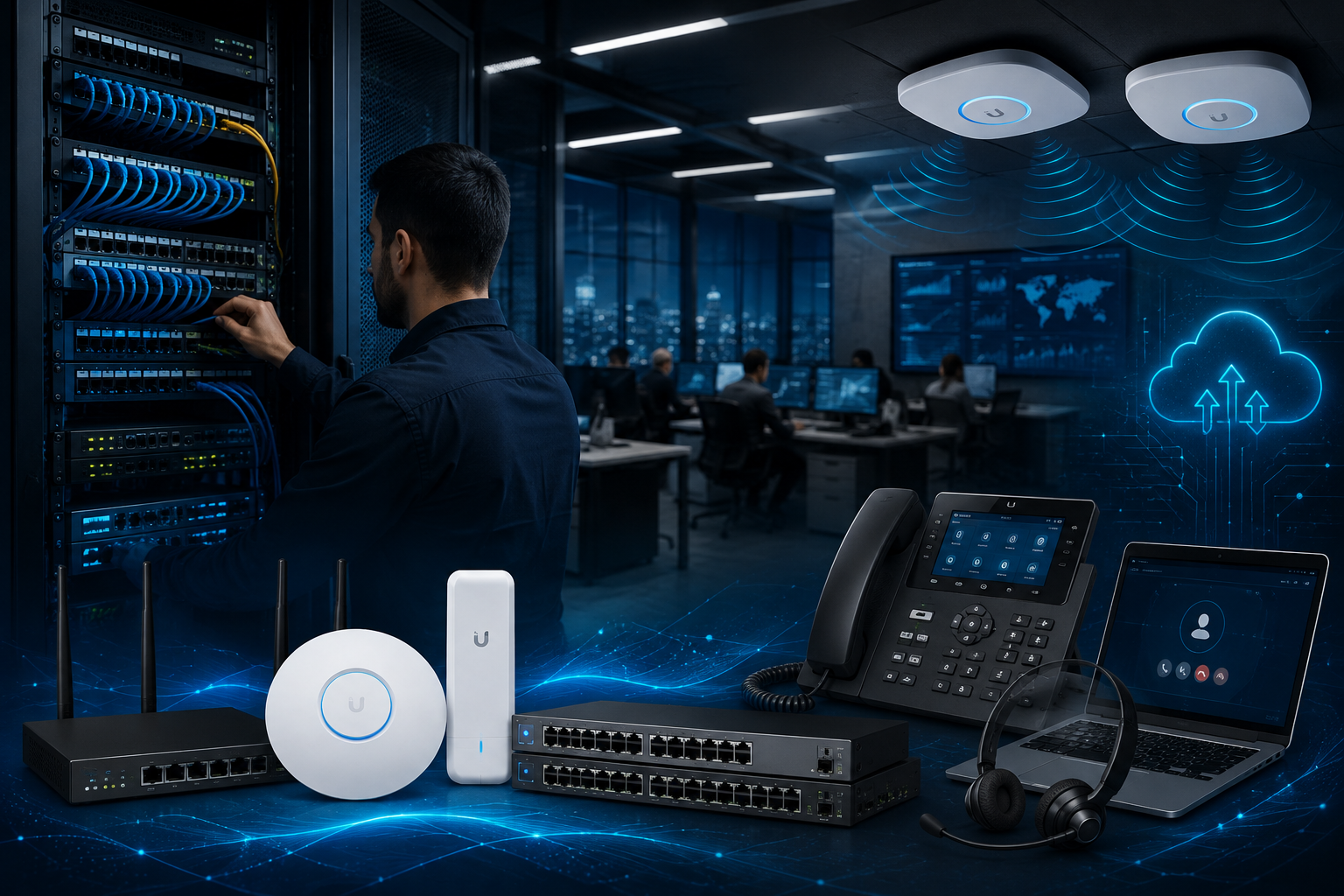 Tecnologia e infraestrutura de TI para empresas com redes, Wi-Fi, PABX em nuvem e cabeamento estruturado